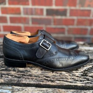 Marco Vittorio Men’s Sz 10.5 Black Italian Leather Monk Strap Buckle Dress Shoes